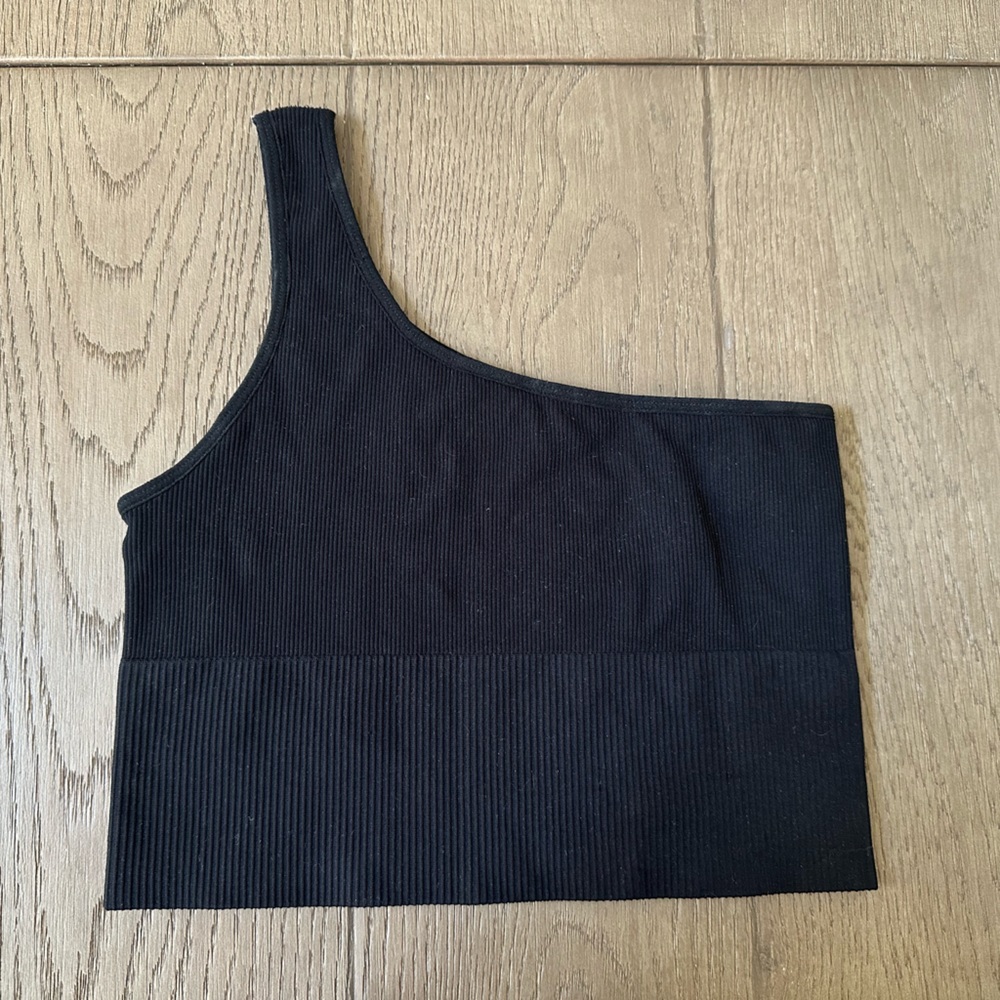 H&M black one shoulder sports bra : small - Picture 2 of 6
